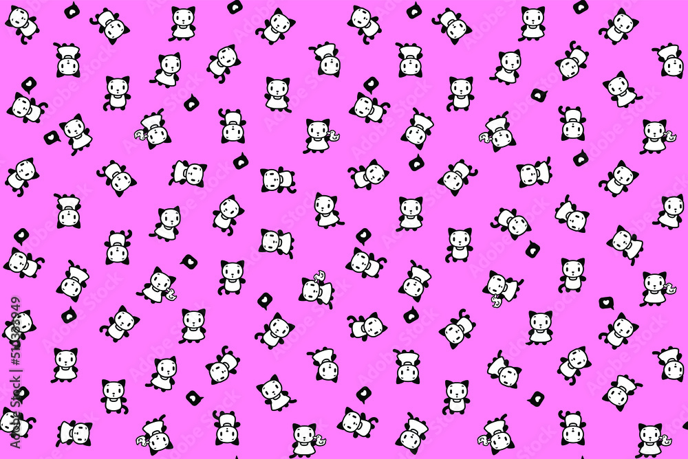 Seamless pattern of a cute cats. Print for packaging, interior, fabric, cover, wallpaper, gifts
