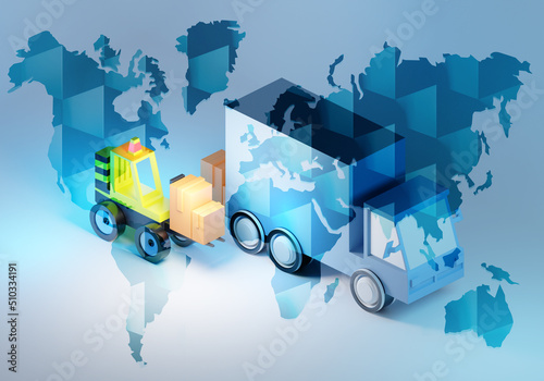 Truck and forklift. Interna...