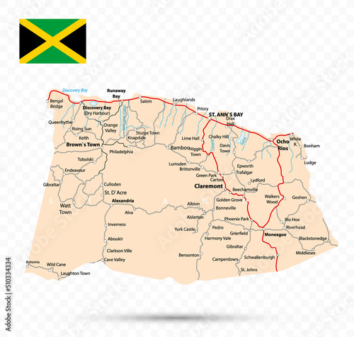 Saint Ann Map. Jamaica state