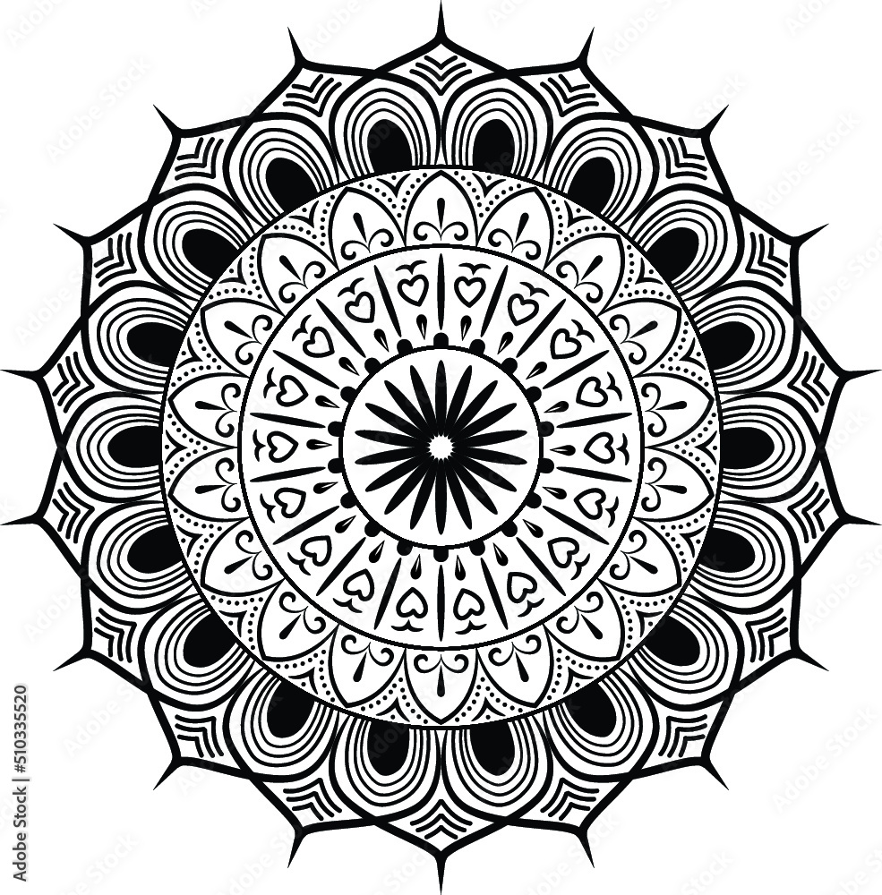 Mandala svg design. Coloring page book mandala design.