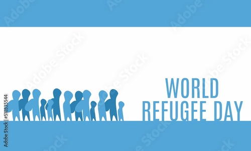 silhouette of a flock of refugees with globe map. perfect for world refugee day