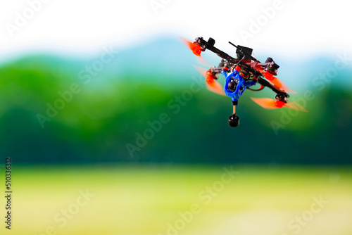 drone fpv upside down in the air