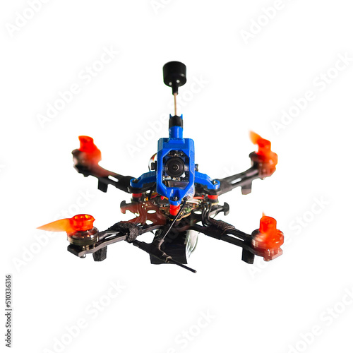 racing FPV quadcopter drone on white background