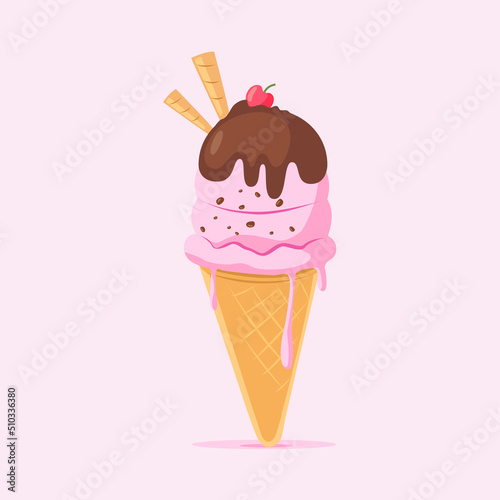 Ice cream cone illustration with different flavors