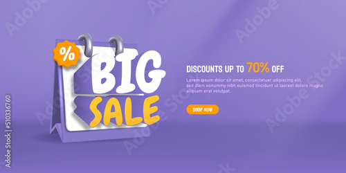 Big Sale concept 3d Calendar with 70 percent off