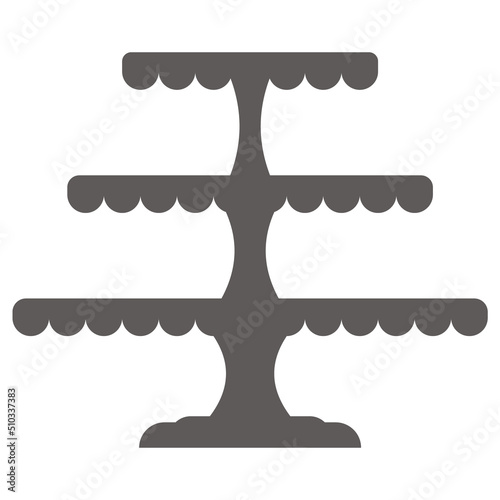 Cake stand in flat icon style. Empty tray for fruit and desserts. Vector silhouette