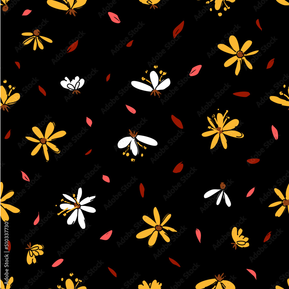 Hand drawn cute floral small seamless pattern for fashion prints decoration, fabric, wallpaper and all prints on background earth tone color.