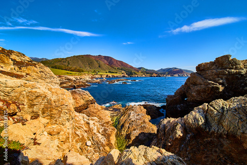 Stunning California coastline with cliffs and ocean waves