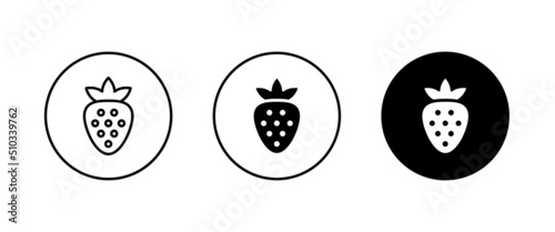 Garden strawberry fruit icon or strawberries icons vector, sign, symbol, logo, illustration, editable stroke, flat