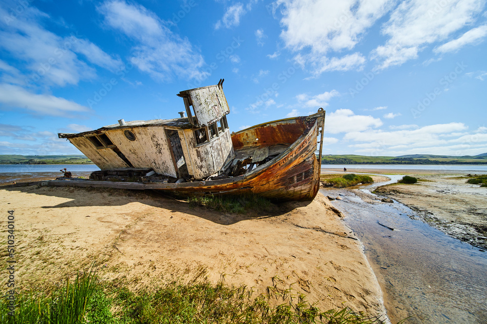 Side of stunning Point Reyes Shipwreck on sandy California beaches Side of stunning Point Reyes Shipwreck on sandy California beaches