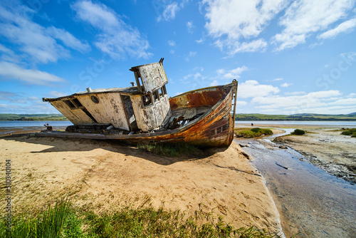 Side of stunning Point Reyes Shipwreck on sandy California beaches