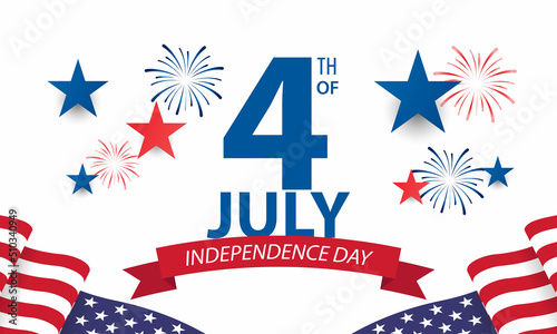4th of July, USA celebration of Independence day - Banner illustration
