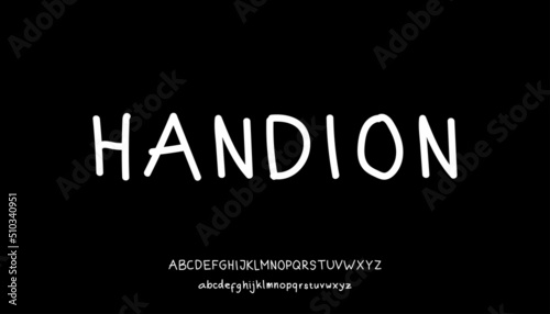 Handion, Handsign letter uppercase and lowercase font alphabet. vector font.