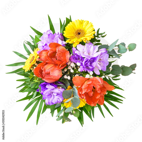 International Women's Day. bouquet of flowers top view. postcard, banner or flyer of March 8