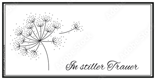 In stiller Trauer, Trauerkarte mit Pusteblume