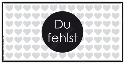 Du fehlst, Trauerkarte DIN lang mit Herzen und Text