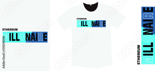 Ethereum millionaire simple sleeve t-shirt design vector illustration