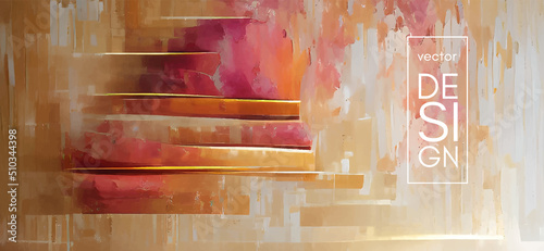 Beautiful illustration minimalist marble abstract painting. Horizontal banner.