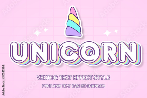 unicorn cute kawaii kids children pastel 3d editable text effect font style template background wallpaper banner poster flyer