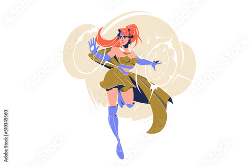Female superhero in bright costume