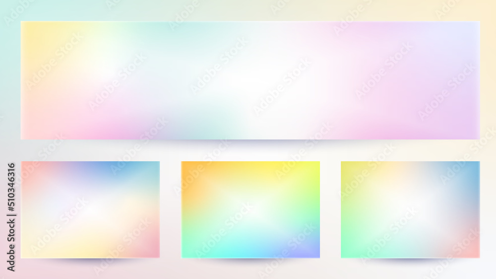 Set of banner abstract gradient blurred background.
