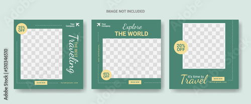 Set of travel social media post template