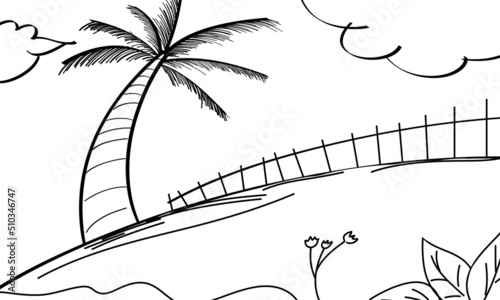 simple picture of landscape with palm tree and field