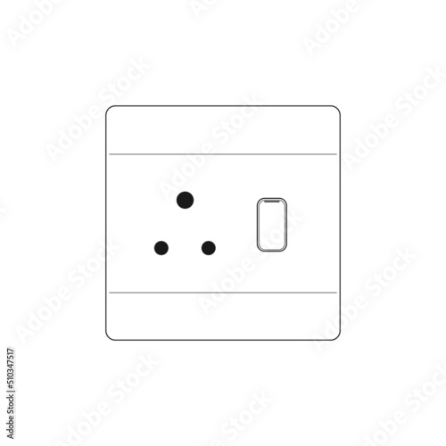Power plug Socket Outlet type M with switch, Outline style Vector illustration