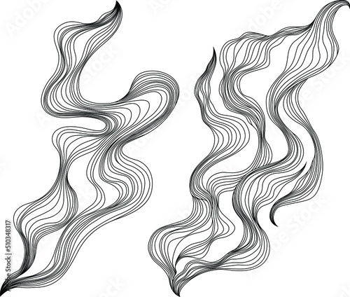 Set of abstract shapes. Hand drawn vector illustrations. Ink painting style composition