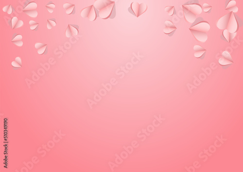 Red Papercut Vector Pink  Backgound. Falling