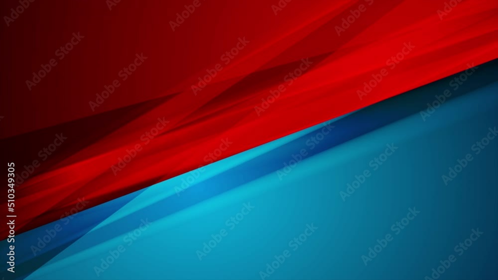 Red and blue smooth glossy stripes abstract geometric corporate background. Seamless looping motion design. Video animation Ultra HD 4K 3840x2160