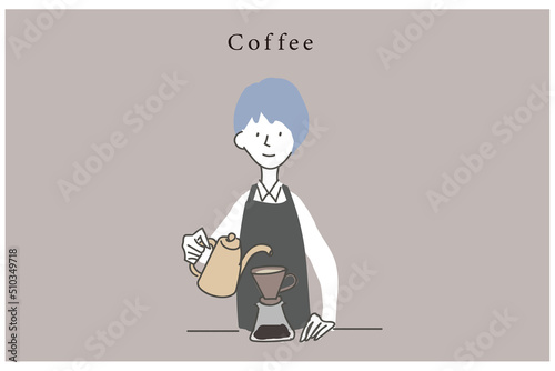 Wallpaper Mural コーヒーを淹れるカフェ店員のイラスト Torontodigital.ca