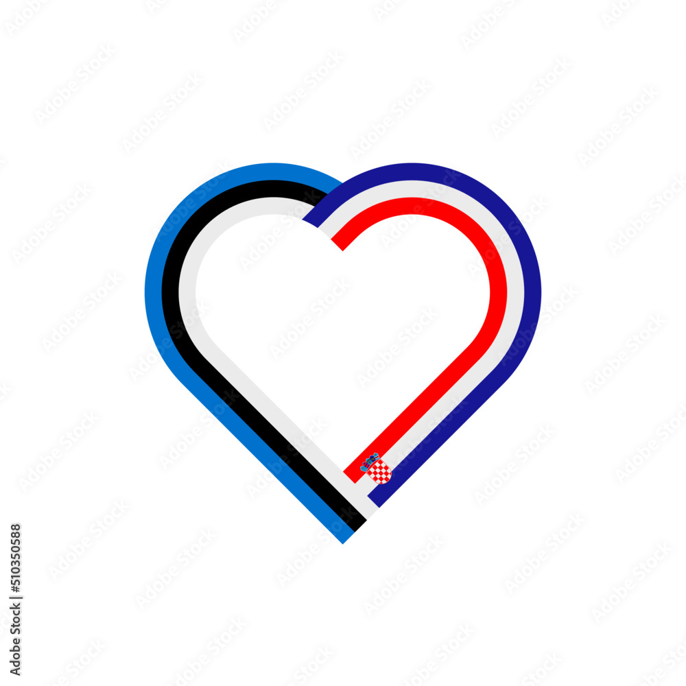 unity concept. heart ribbon icon of estonia and croatia flags. vector illustration isolated on white background unity concept. heart ribbon icon of estonia and croatia flags. vector illustration isolated on white background