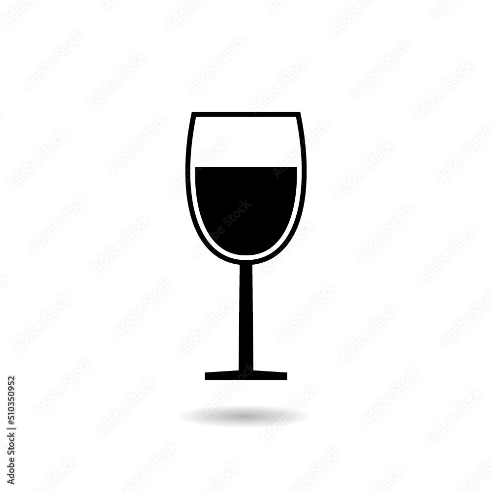Wine glass logo with shadow