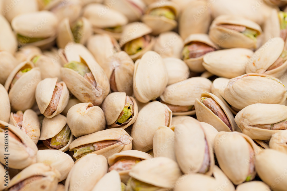 Stack of pistachio nut snack