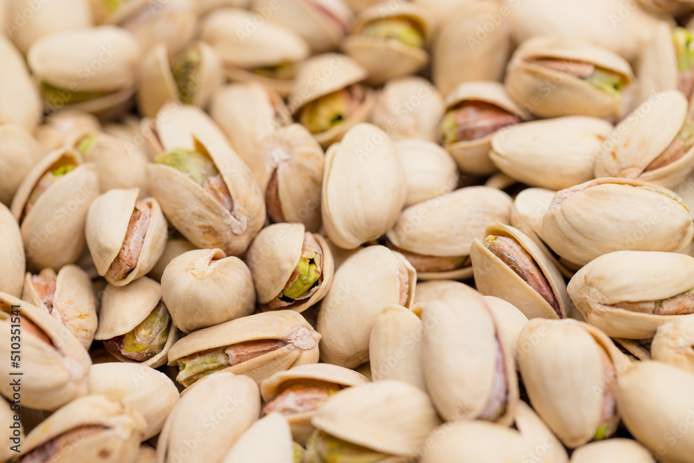 Stack of pistachio nut snack Stack of pistachio nut snack