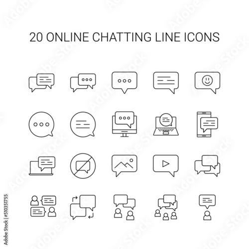 Line icon set. Online chatting pack. Vector Illustration