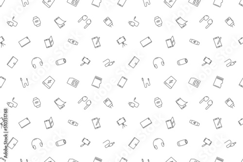 Vector phone accessories pattern. Phone accessories seamless background