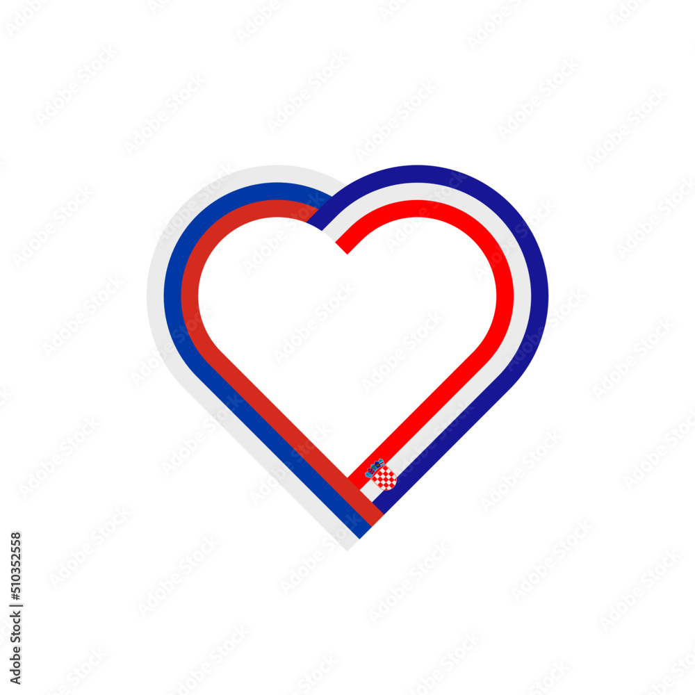 unity concept. heart ribbon icon of russia and croatia flags. vector illustration isolated on white background unity concept. heart ribbon icon of russia and croatia flags. vector illustration isolated on white background