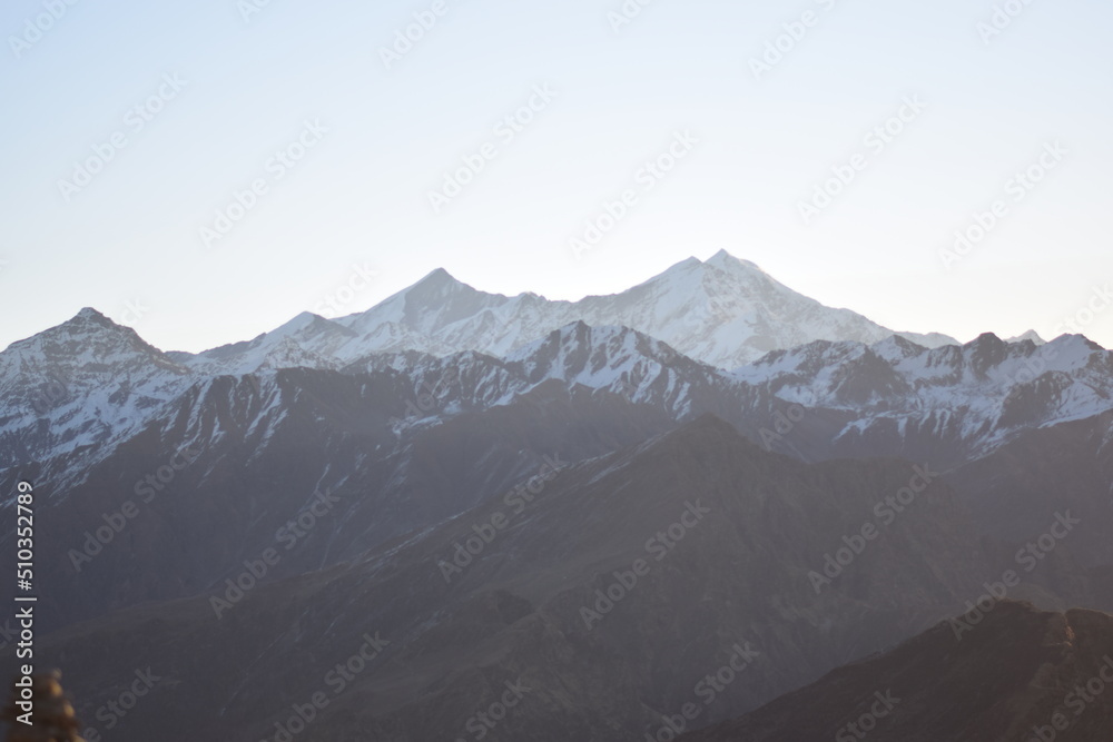 The mountains with the snow in the morning, 
Kedarkantha, Uttarakhand, Shoot date - 21 Nov'21