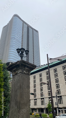 Entrance gate lantern at the park of Hibiya Tokyo Japan, historic park built in 1903, shot taken on year 2022 June 11th 