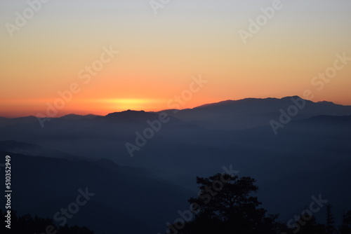 The sun setting to the west  location - Kedarkantha  Uttarakhand  shoot date - 21 Nov 21