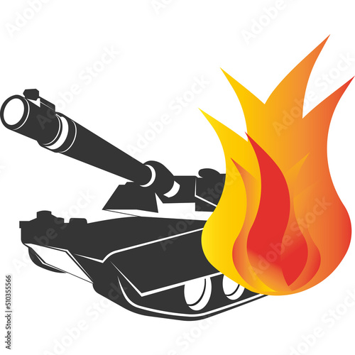 The tank is on fire. The fire icon.