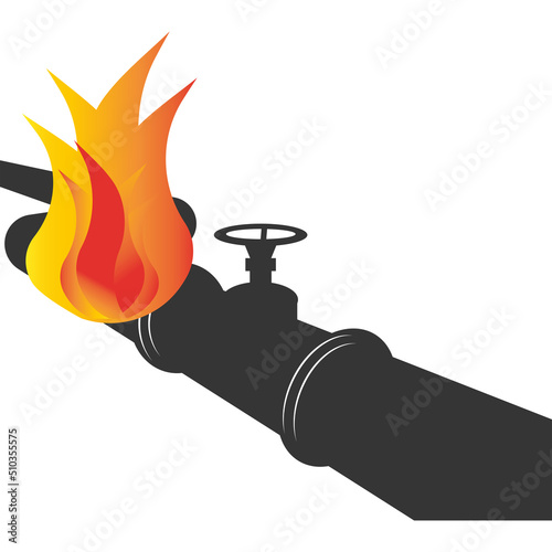 A fire in an oil pipe. Vector image.