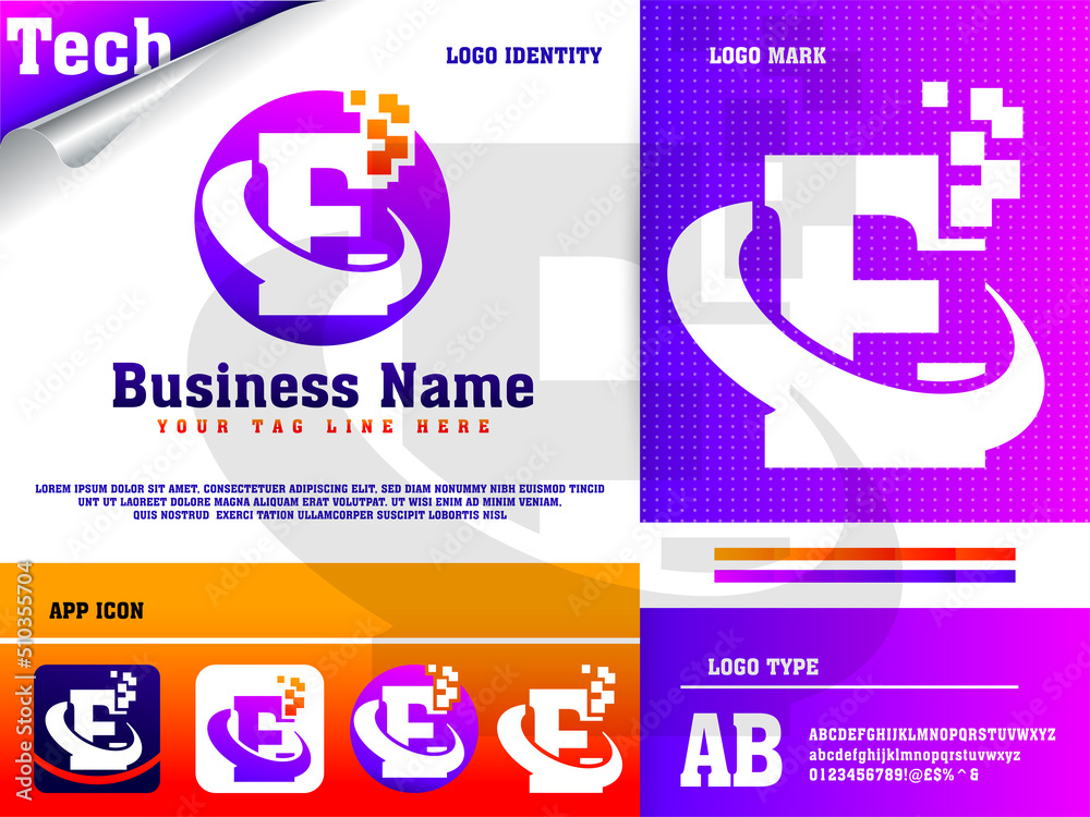 Tech Letter E Logo Design Template