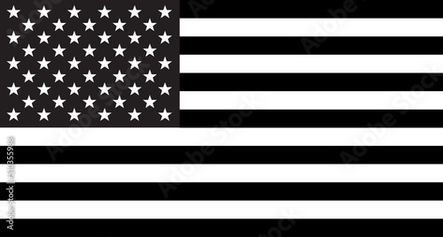 Stars And Stripes Flag In Black And White