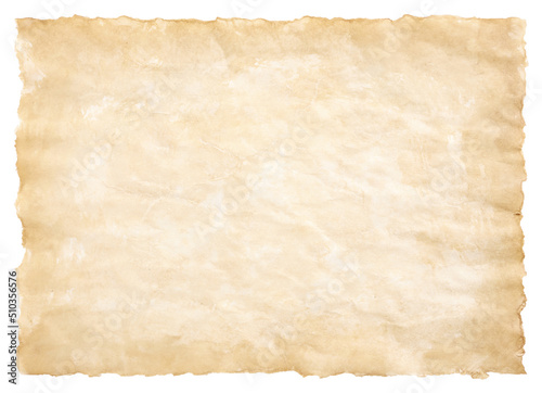 old parchment paper sheet vintage aged or texture isolated on white background