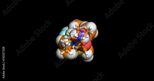 Alpelisib, anticancer drug, 3D molecule, spinning 4K photo