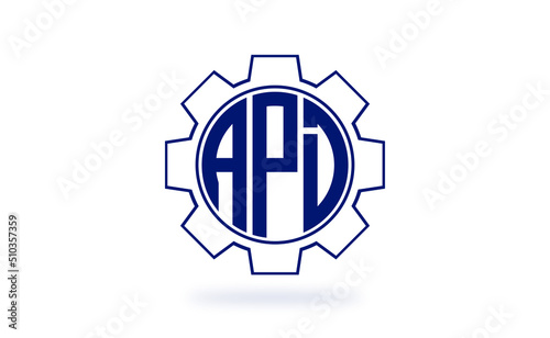APD three letter industrial logo with gear icon logo design vector template. mechanical logo | servicing logo | engineering logo | initial letter logo | flat logo | minimalist logo | wordmark logo |