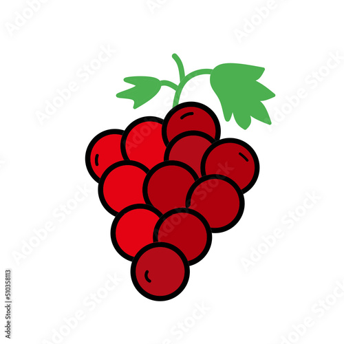 Wine icon. red grape vector with leaves